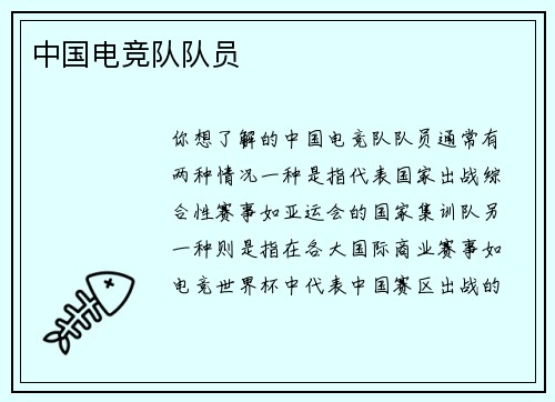 中国电竞队队员